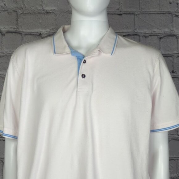 Robert Graham White/Blue Trim Polo, Men's 2XL - Picture 1 of 12